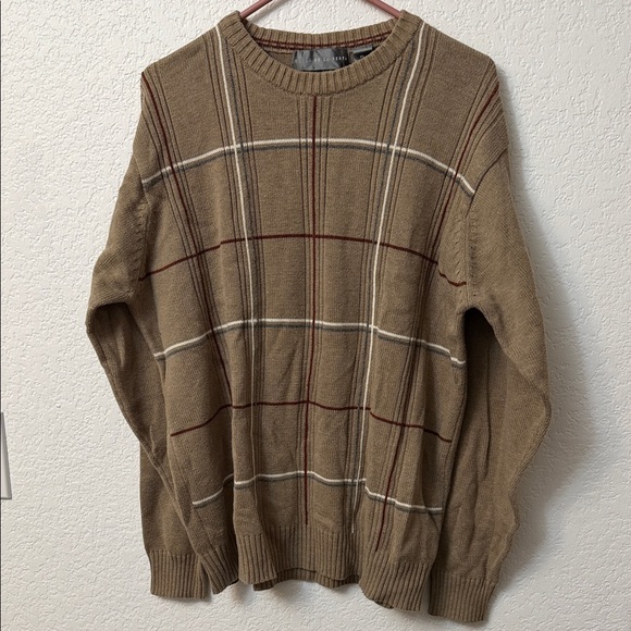 Vintage Oscar de la Renta Brown Plaid Crewneck Sweater